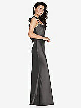 Side View Thumbnail - Caviar Gray Ruffle Trimmed Open-Back Maxi Slip Dress