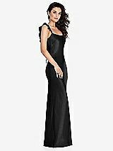 Alt View 1 Thumbnail - Black Ruffle Trimmed Open-Back Maxi Slip Dress