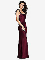 Alt View 1 Thumbnail - Cabernet Ruffle Trimmed Open-Back Maxi Slip Dress