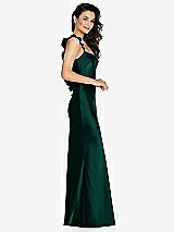 Side View Thumbnail - Evergreen Ruffle Trimmed Open-Back Maxi Slip Dress