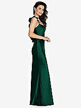 Side View Thumbnail - Hunter Green Ruffle Trimmed Open-Back Maxi Slip Dress