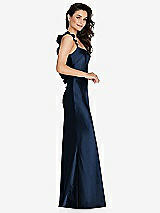 Side View Thumbnail - Midnight Navy Ruffle Trimmed Open-Back Maxi Slip Dress