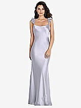 Rear View Thumbnail - Silver Dove Ruffle Trimmed Open-Back Maxi Slip Dress