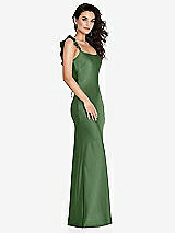 Alt View 1 Thumbnail - Vineyard Green Ruffle Trimmed Open-Back Maxi Slip Dress