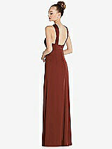 Rear View Thumbnail - Auburn Moon Draped Twist Halter Low-Back Satin Empire Dress