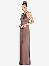 Side View Thumbnail - Sienna Draped Twist Halter Low-Back Satin Empire Dress