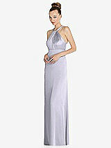 Side View Thumbnail - Silver Dove Draped Twist Halter Low-Back Satin Empire Dress