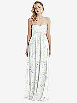 Alt View 6 Thumbnail - Bleu Garden Empire Waist Shirred Skirt Convertible Sash Tie Maxi Dress