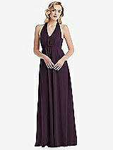 Alt View 5 Thumbnail - Aubergine Empire Waist Shirred Skirt Convertible Sash Tie Maxi Dress