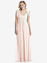 Front View Thumbnail - Blush Empire Waist Shirred Skirt Convertible Sash Tie Maxi Dress