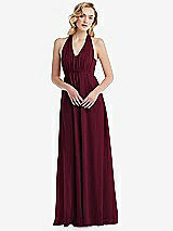 Alt View 5 Thumbnail - Cabernet Empire Waist Shirred Skirt Convertible Sash Tie Maxi Dress