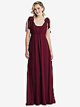 Front View Thumbnail - Cabernet Empire Waist Shirred Skirt Convertible Sash Tie Maxi Dress