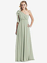 Alt View 3 Thumbnail - Celadon Empire Waist Shirred Skirt Convertible Sash Tie Maxi Dress