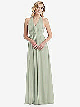 Alt View 5 Thumbnail - Celadon Empire Waist Shirred Skirt Convertible Sash Tie Maxi Dress