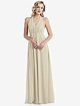 Alt View 5 Thumbnail - Champagne Empire Waist Shirred Skirt Convertible Sash Tie Maxi Dress