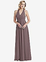 Alt View 5 Thumbnail - French Truffle Empire Waist Shirred Skirt Convertible Sash Tie Maxi Dress