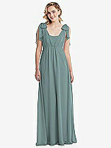 Front View Thumbnail - Icelandic Empire Waist Shirred Skirt Convertible Sash Tie Maxi Dress