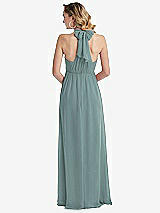 Rear View Thumbnail - Icelandic Empire Waist Shirred Skirt Convertible Sash Tie Maxi Dress