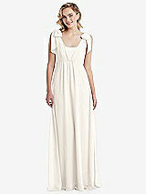 Front View Thumbnail - Ivory Empire Waist Shirred Skirt Convertible Sash Tie Maxi Dress