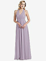 Alt View 5 Thumbnail - Lilac Haze Empire Waist Shirred Skirt Convertible Sash Tie Maxi Dress