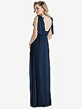 Alt View 2 Thumbnail - Midnight Navy Empire Waist Shirred Skirt Convertible Sash Tie Maxi Dress