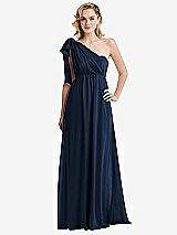 Alt View 3 Thumbnail - Midnight Navy Empire Waist Shirred Skirt Convertible Sash Tie Maxi Dress