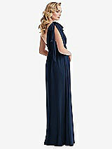 Alt View 4 Thumbnail - Midnight Navy Empire Waist Shirred Skirt Convertible Sash Tie Maxi Dress