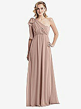 Alt View 3 Thumbnail - Neu Nude Empire Waist Shirred Skirt Convertible Sash Tie Maxi Dress