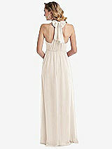 Rear View Thumbnail - Oat Empire Waist Shirred Skirt Convertible Sash Tie Maxi Dress