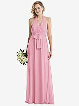 Alt View 1 Thumbnail - Peony Pink Empire Waist Shirred Skirt Convertible Sash Tie Maxi Dress