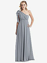 Alt View 3 Thumbnail - Platinum Empire Waist Shirred Skirt Convertible Sash Tie Maxi Dress