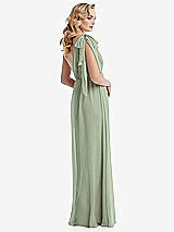 Alt View 4 Thumbnail - Sage Empire Waist Shirred Skirt Convertible Sash Tie Maxi Dress