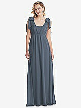 Front View Thumbnail - Silverstone Empire Waist Shirred Skirt Convertible Sash Tie Maxi Dress