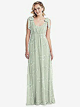 Front View Thumbnail - Vintage Primrose Sage Empire Waist Shirred Skirt Convertible Sash Tie Maxi Dress