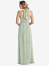 Rear View Thumbnail - Vintage Primrose Sage Empire Waist Shirred Skirt Convertible Sash Tie Maxi Dress