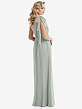 Alt View 4 Thumbnail - Willow Green Empire Waist Shirred Skirt Convertible Sash Tie Maxi Dress