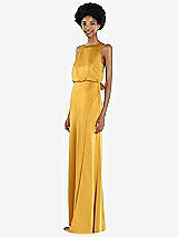 Side View Thumbnail - NYC Yellow High-Neck Low Tie-Back Maxi Dress with Adjustable Straps