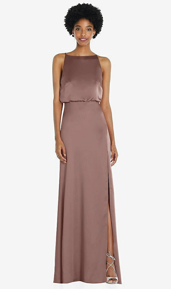 Back View - Sienna High-Neck Low Tie-Back Maxi Dress with Adjustable Straps