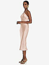 Side View Thumbnail - Cameo Diamond Halter Bias Midi Slip Dress with Convertible Straps