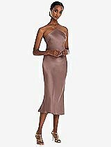 Front View Thumbnail - Sienna Diamond Halter Bias Midi Slip Dress with Convertible Straps