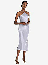 Front View Thumbnail - Silver Dove Diamond Halter Bias Midi Slip Dress with Convertible Straps