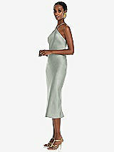 Side View Thumbnail - Willow Green Diamond Halter Bias Midi Slip Dress with Convertible Straps