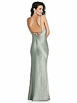 Alt View 1 Thumbnail - Willow Green V-Neck Convertible Strap Bias Slip Dress with Front Slit