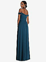 Alt View 3 Thumbnail - Atlantic Blue Off-the-Shoulder Flounce Sleeve Empire Waist Gown with Front Slit