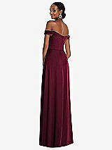 Alt View 3 Thumbnail - Cabernet Off-the-Shoulder Flounce Sleeve Empire Waist Gown with Front Slit