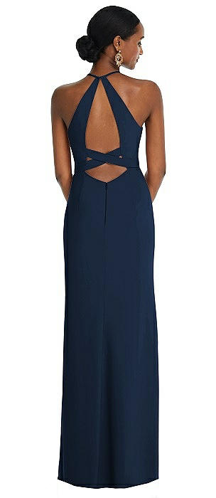 Halter Criss Cross Cutout Back Maxi Dress