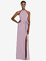 Rear View Thumbnail - Suede Rose Halter Criss Cross Cutout Back Maxi Dress