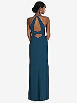 Front View Thumbnail - Atlantic Blue Halter Criss Cross Cutout Back Maxi Dress