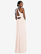 Alt View 1 Thumbnail - Blush Halter Criss Cross Cutout Back Maxi Dress