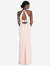 Front View Thumbnail - Blush Halter Criss Cross Cutout Back Maxi Dress